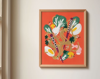 Wall Art Print Ramen Recipe | Digital Illustration | 8x10 print | Gift for ramen lover | Ramen poster | Food lover art | Wall art gallery