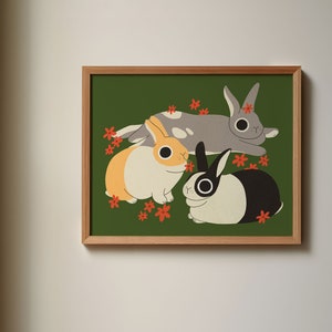 Rabbit art print Digital Illustration 8x10 print Gift for rabbit lover Gallery wall art Animal Art Prints Cute wall decor image 2