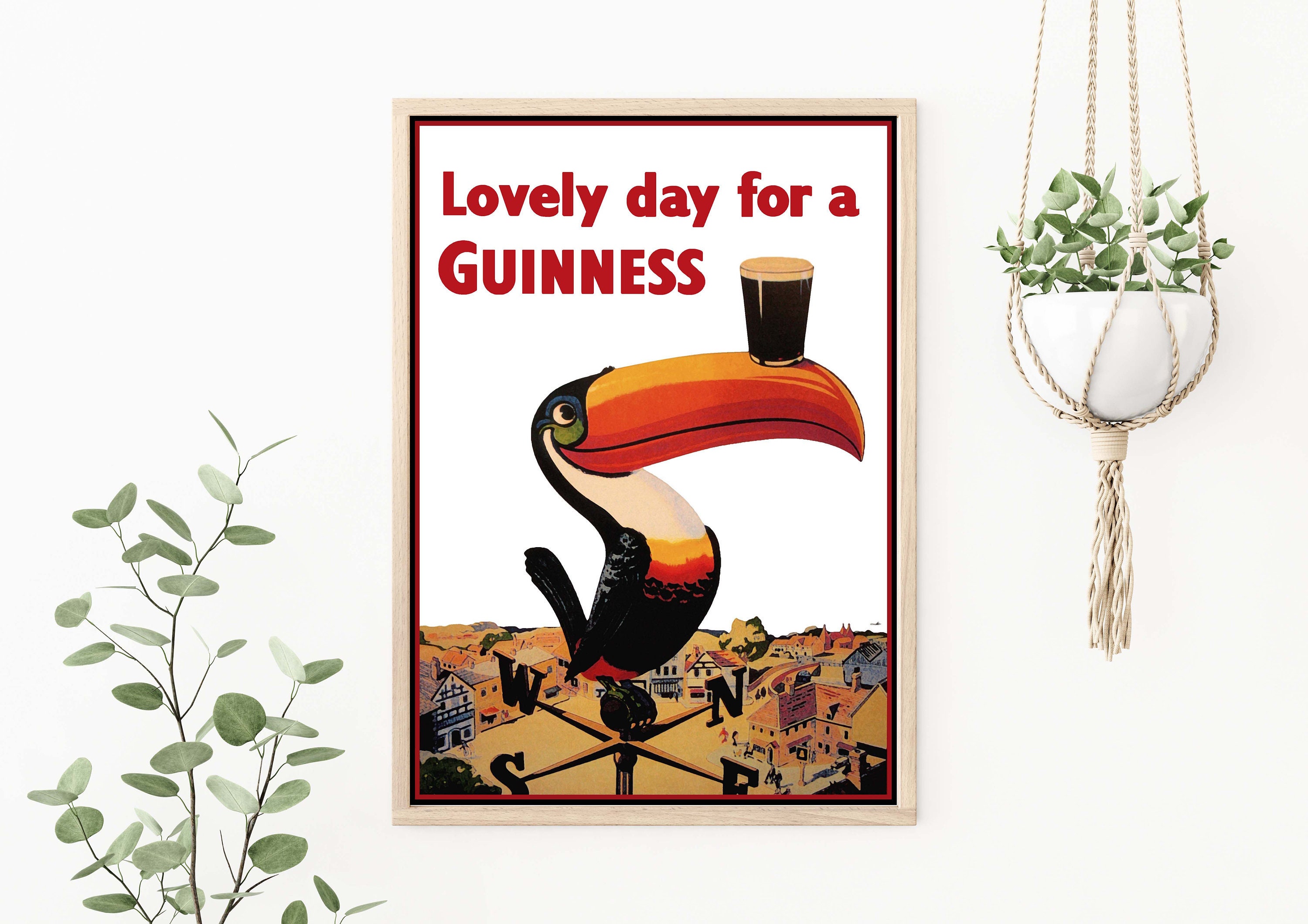 Retro Guinness Original lovely Day for A Guinness Beer/pint Glass With  Toucan Collectible/barware/gift Idea. 