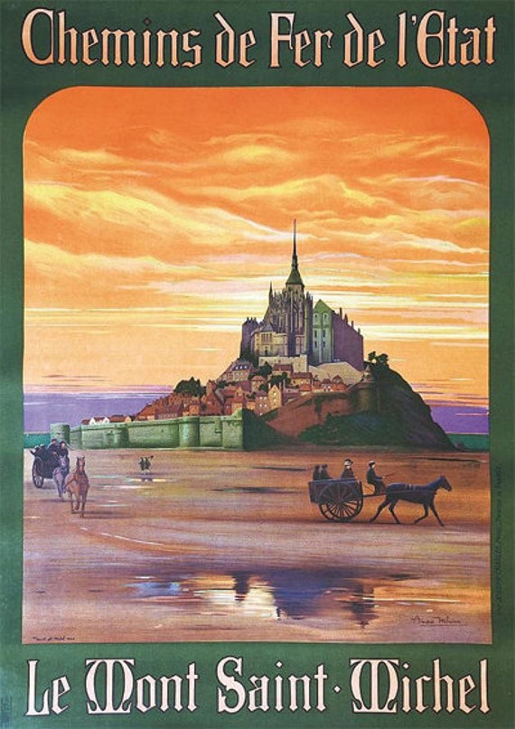Mont Saint-Michel 2 Affiche chemin de fer Etat 