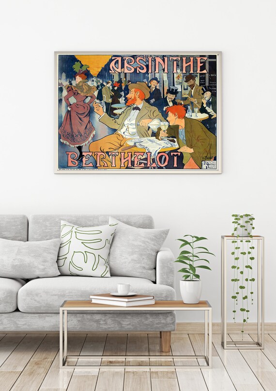 Affiche Vintage Absinthe Berthelot 1898 – Reproduction Art Nouveau – Déco Murale