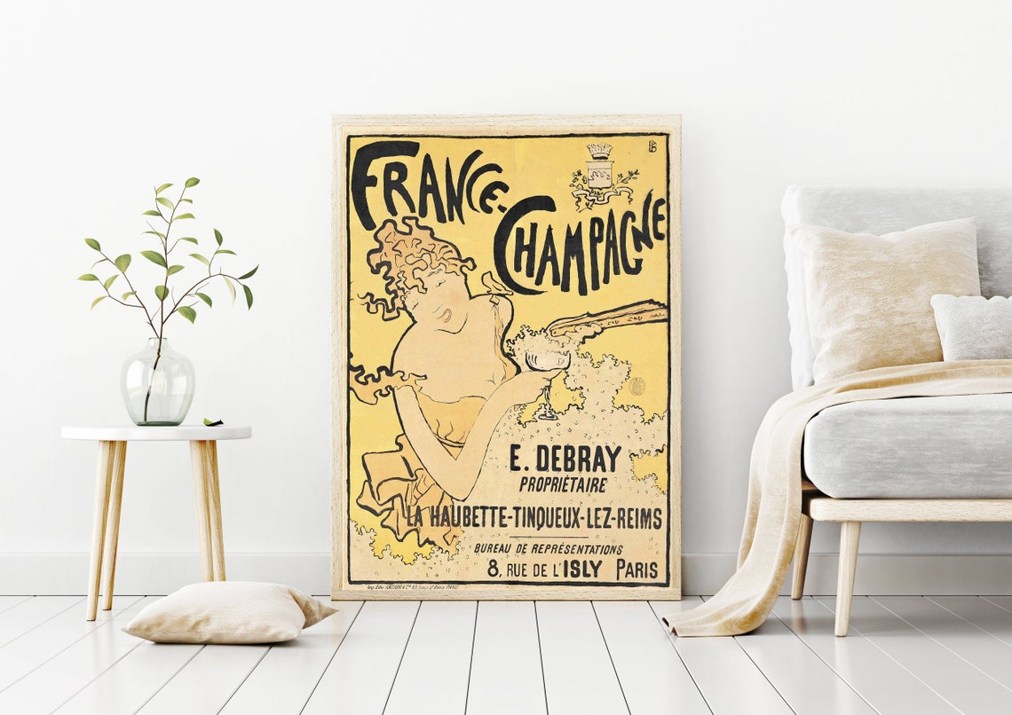 Champagne poster Bonnard France Champagne E.Debray Etsy