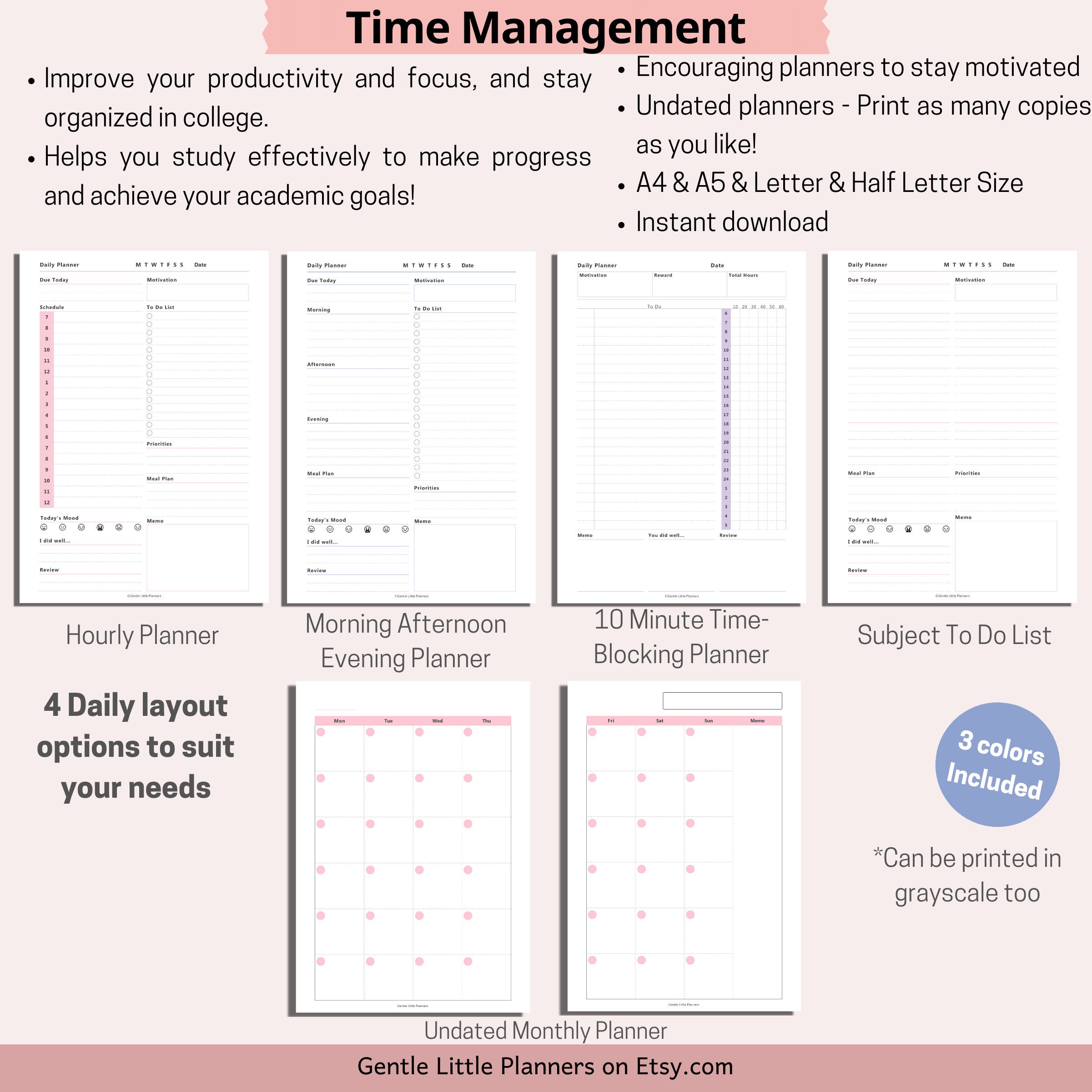 College Student Planner Printable Study Planner Academic - Etsy