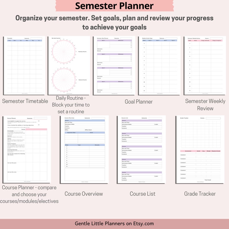 College Student Planner Printable, Study Planner, Academic Planner ...