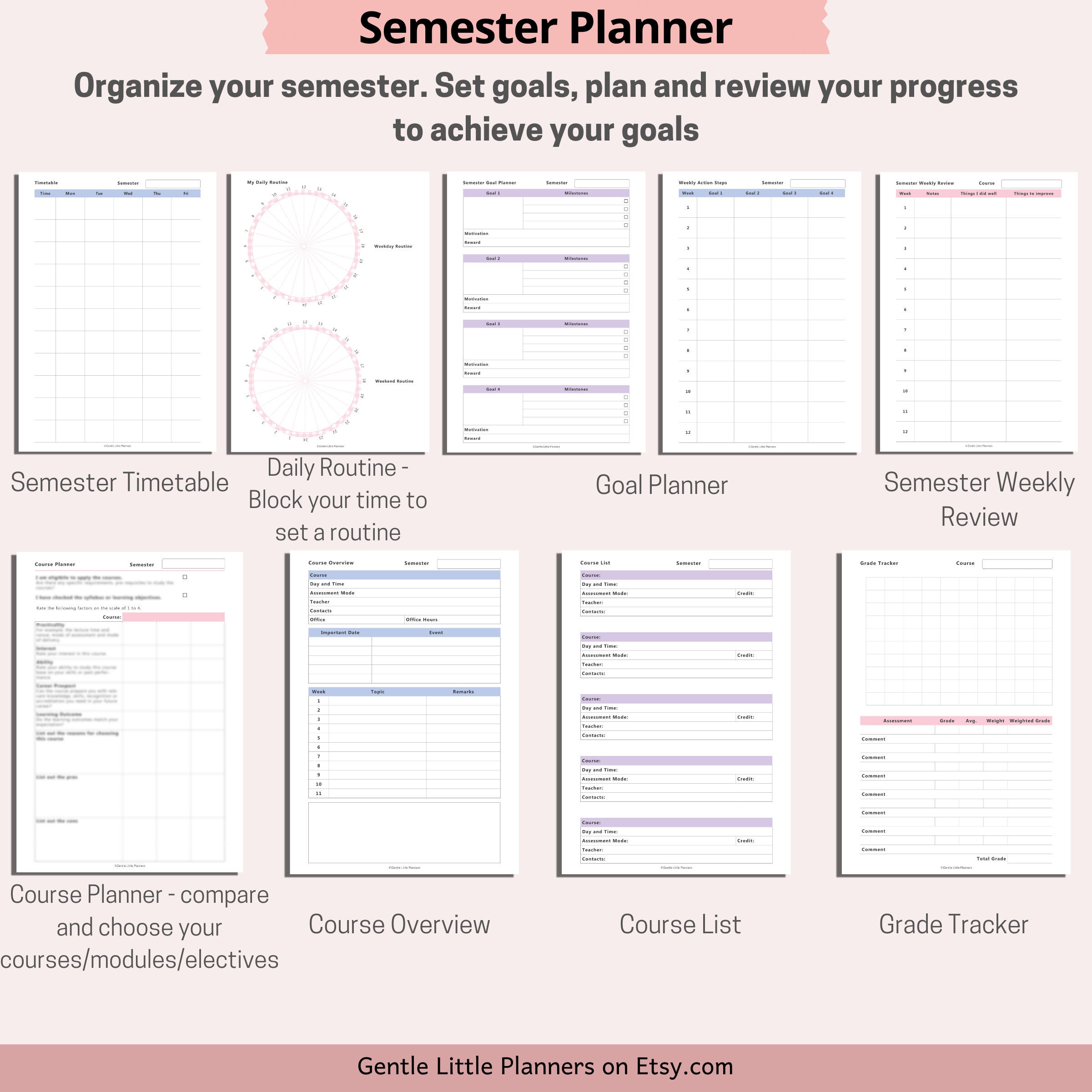 College Student Planner Printable, Study Planner, Academic Planner ...