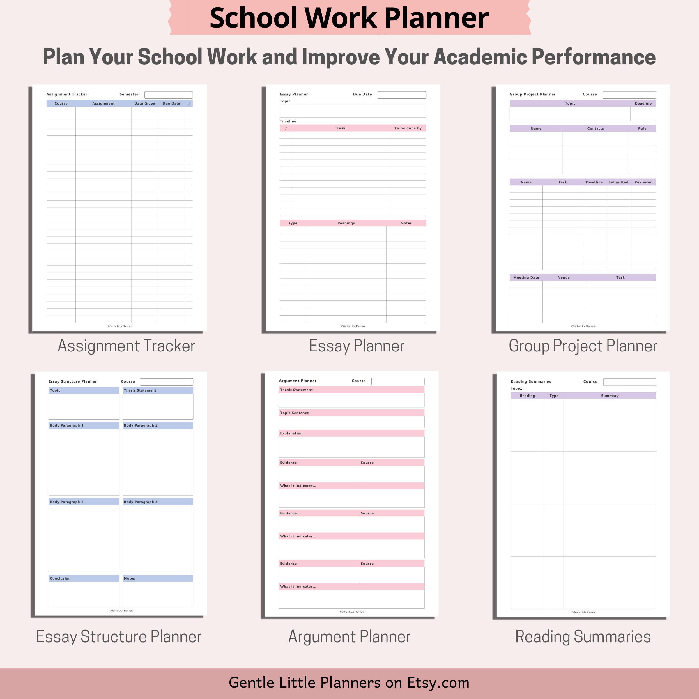 College Student Planner Printable Study Planner Academic - Etsy