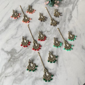 Earring tikka set maang tikka and earrings teeka | Asian/Indian/Pakistani jewellery sets | Teeka tikka maang tikka