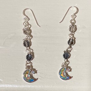 Crystal  Moon Long Earrings
