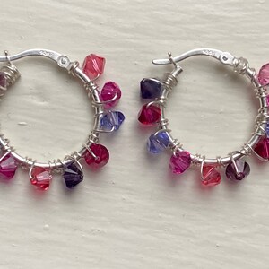 Sterling Silver and Crystal Small Hoop Earrings