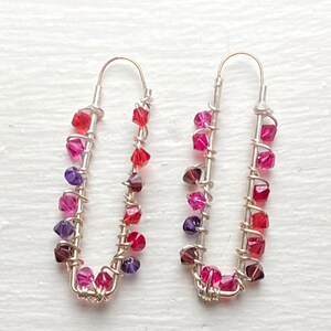 Sterling Silver and Crystal Endless Hoop Earrings