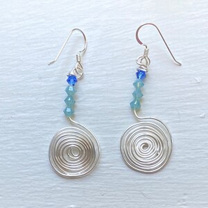 Sterling Silver, Crystal Spiral Earrings