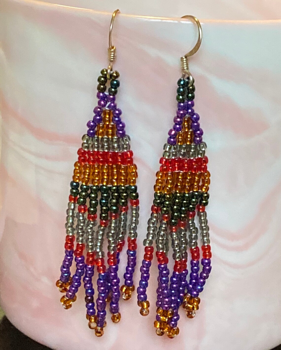 Fringe earrings beaded Clearance