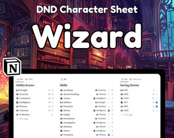 D&D 5e Wizard Character Sheet: Notion Template (PDF Download)