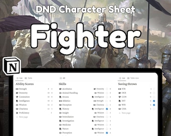 D&D 5e Fighter Character Sheet Notion Template (PDF Download)