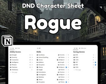 D&D 5e Rogue Character Sheet Notion Template (PDF Download)