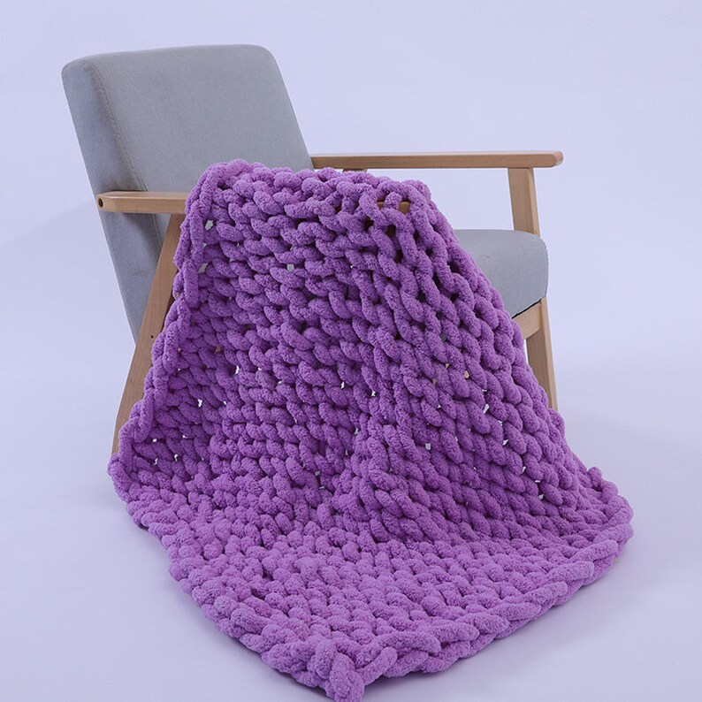Chenille Chunky Knit Blanket Throw Super Soft Warm Crochet Etsy