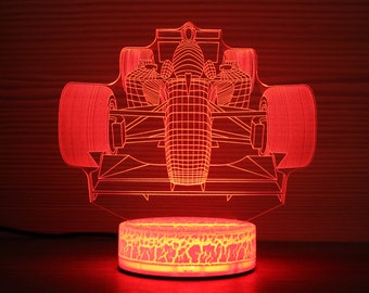 Formula 1 Vintage Formula 1 Wall Art 3D Night Lamp Night Light Home Decor F1 3D Illusion LED Lamp Gift for him Gift Idea Kids Birthday