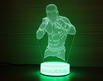 Boxing Gifts Mike Tyson 3D Night Lamp 3D Night Light Children Light Home Decor 3D Illusion LED Lamp Gift for him Gift Idea Kids Birthday Box