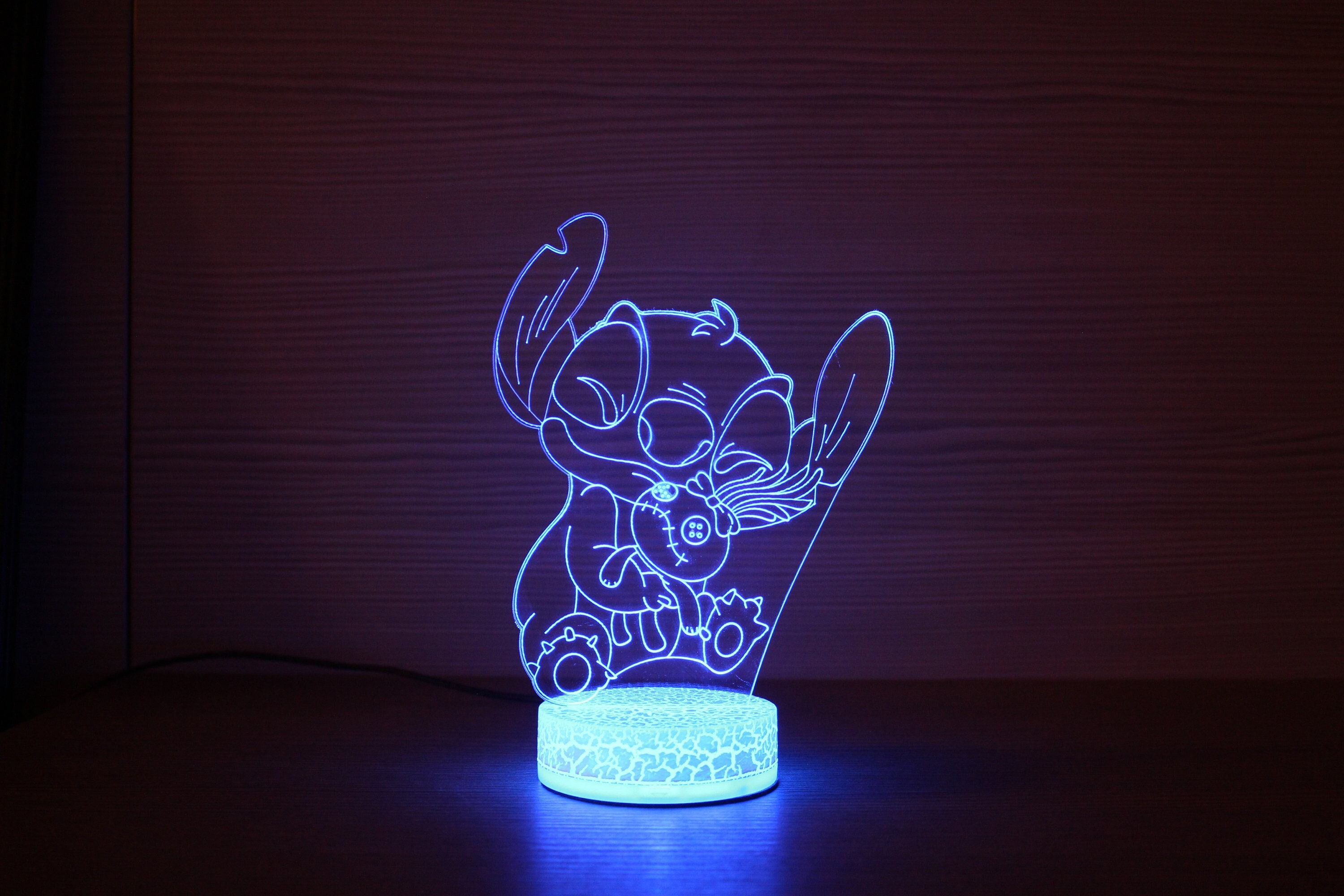 3D Lampe À Led Glow Night Lights Stitch Modèle Lampe Kiddécoration