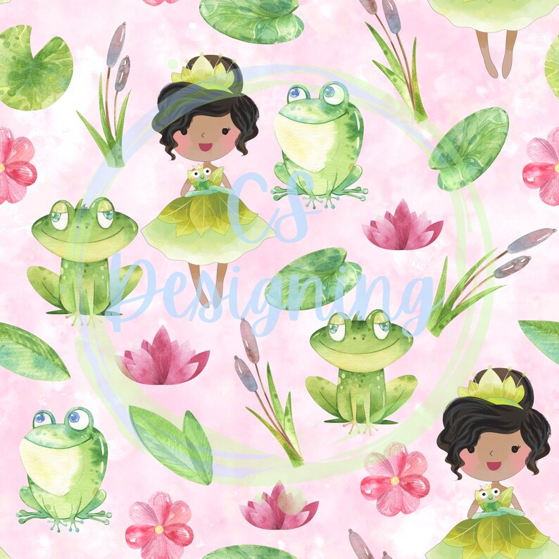Tiana Princess fabric,Princess Seamless Pattern,Digital Paper,Digital,princess pattern,Paper,Seamless Pattern,Background,Design,Watercolor