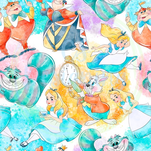 Alice in Wonderland Seamless Pattern Wonderland Digital - Etsy