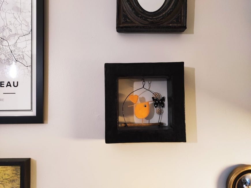 Cadre Décoratif en Carton Recyclé, L'oiseau.