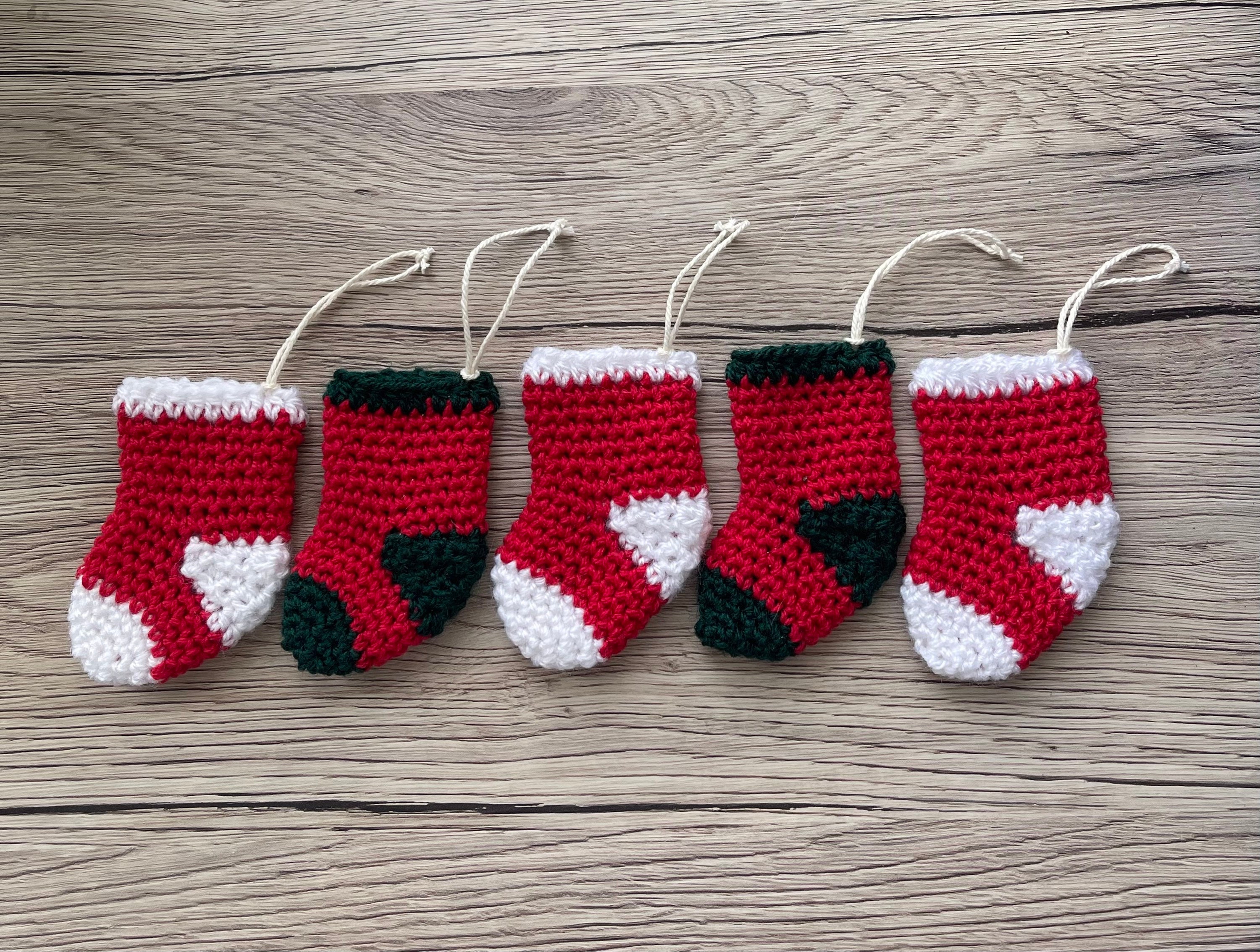 Set of 5 mini Christmas stockings tree ornament handmade Etsy