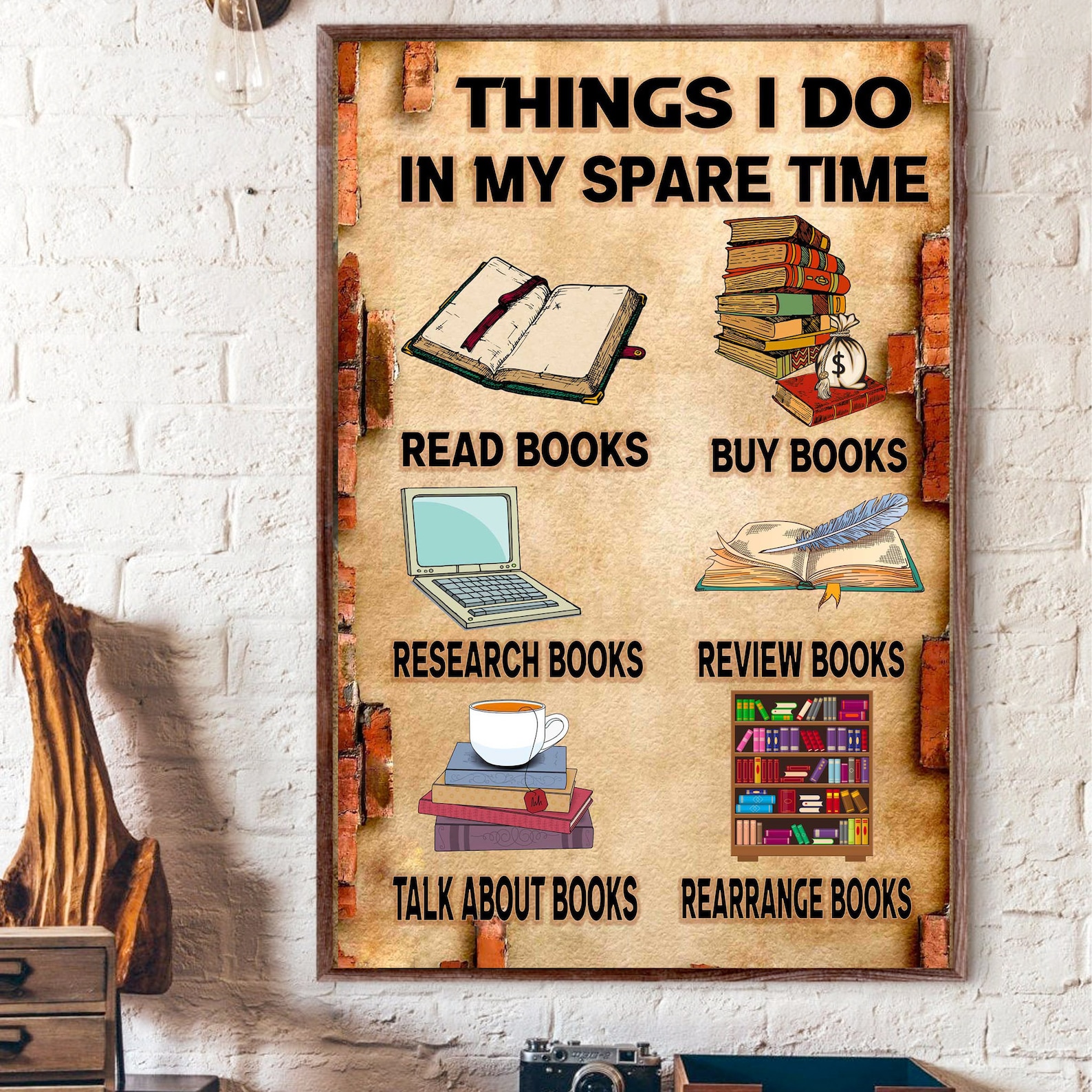 Things I do in my spare time poster Gift For Book Lovers | Etsy