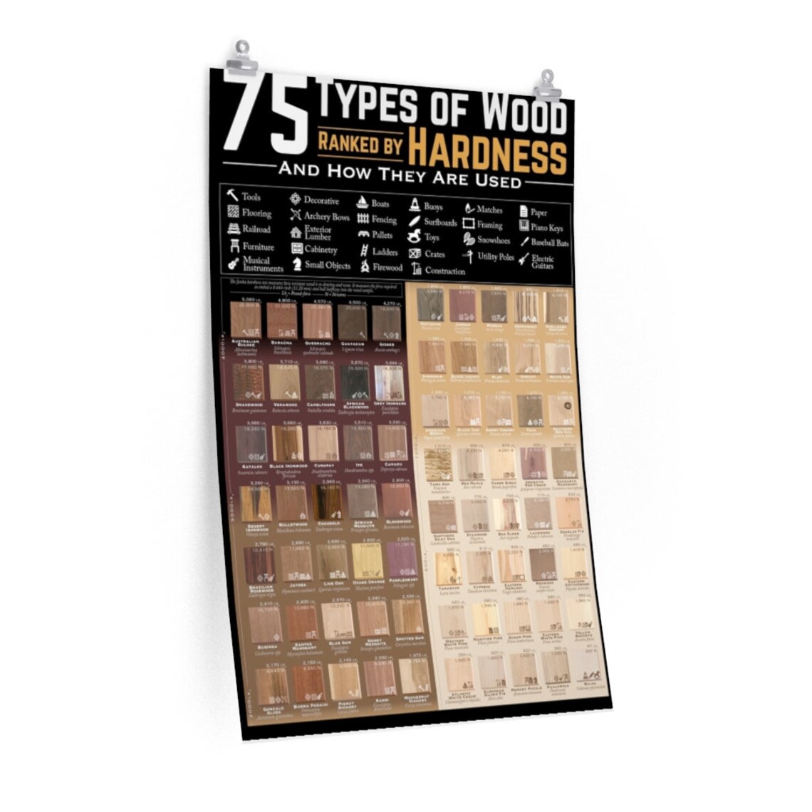 75 types of woods posters woodworkers poster carpenters Etsy