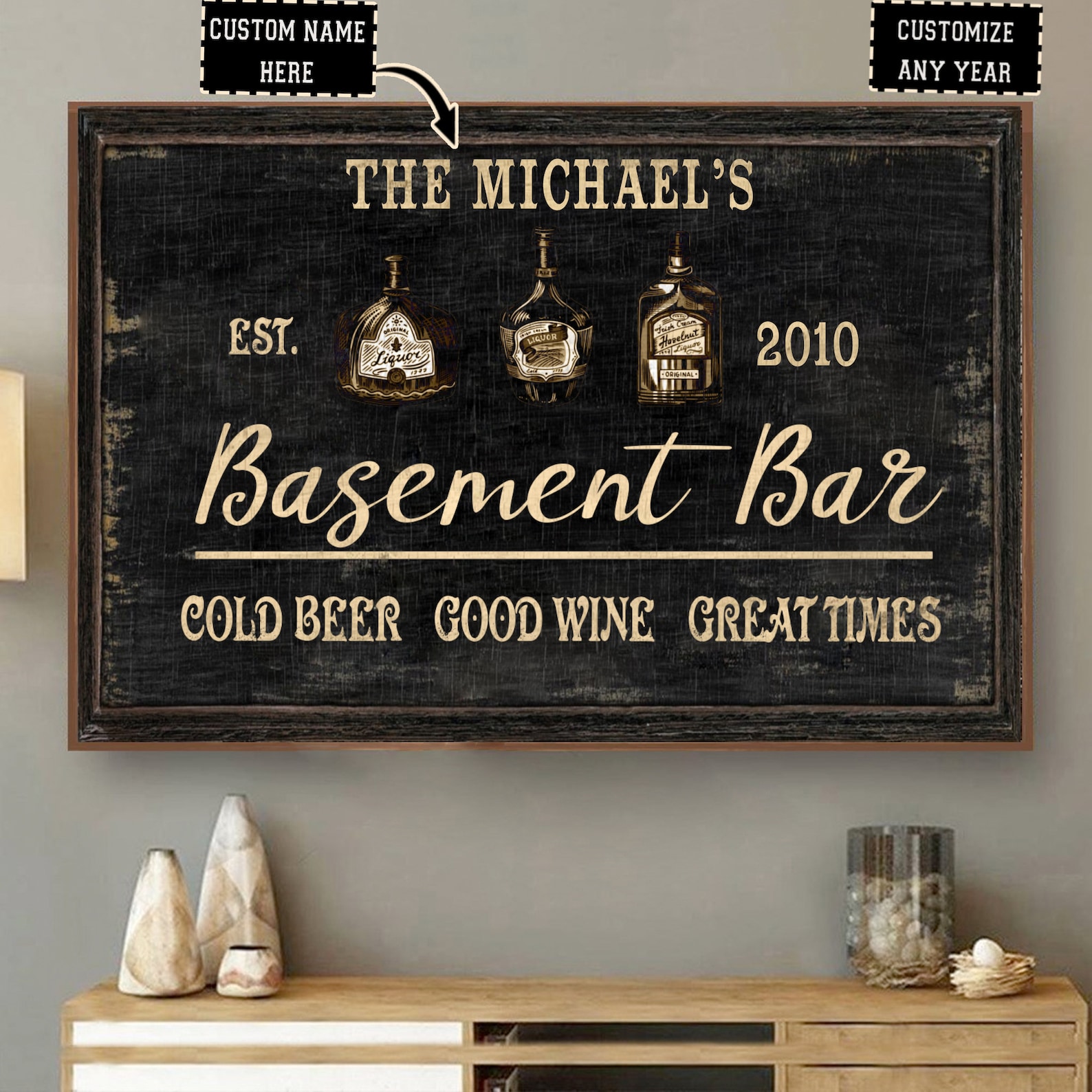 Custom Basement Bar Poster Personalized Huge poster Modern Etsy