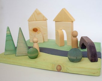 Village Playscape | Wooden Toys | Stacking Toys | Open Ended Toys | Christmas | Stocking Stuffer | Easter