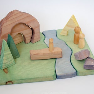 Camping Playscape | Wood Playscape | Tent and Cave | Peg People | Camping Pretend Play | Camping in the Great Outdoors | Wood Stacking Toys