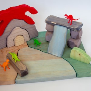 Dinosaur Pretend Play | Wood Toys | Volcano | Wooden Stack Toys | Easter