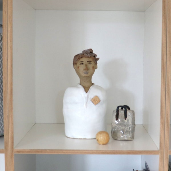 Figurine en céramique, athlète, sculpture, pièce unique de Hambourg, garçon en argile, cadeau artistique, buste, cadeau, basket-ball, NBA, buste, garçon