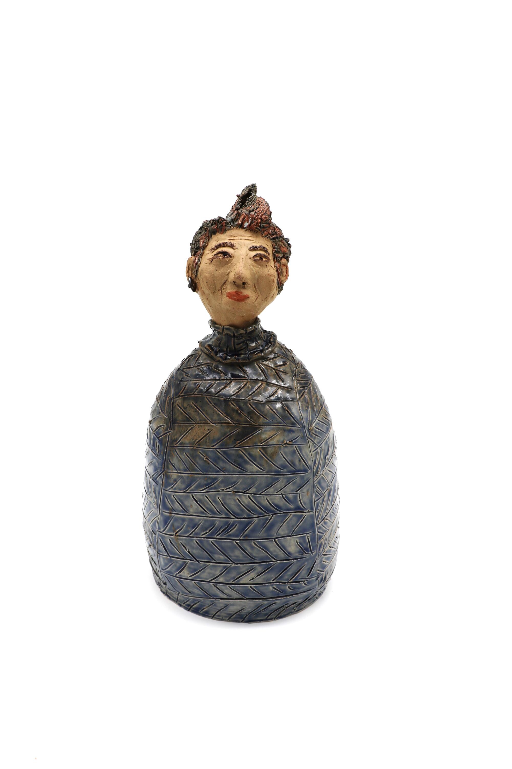 Figura de cerámica, alfarería, figura de jardín, busto, escultura, decoración, arte, regalo, hombre hecho de barro, decoración de jardín, único, único en su tipo