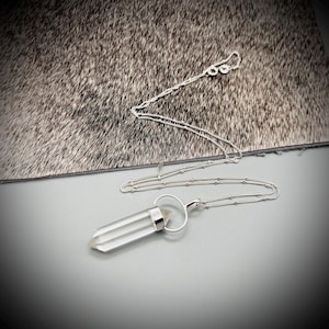 Clear Quartz Point Necklace: Sterling Silver Crystal Pendant
