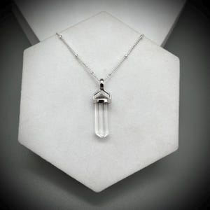 Clear Quartz Crystal Necklace: Sterling Silver Double Point Pendant