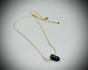 Lapis Lazuli Necklace, Minimalist Crystal Necklace, Lapis Lazuli and Gold Necklace, Lapis Lazuli Pendant, Lapis Lazuli Choker