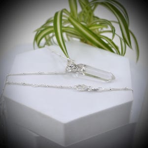 Double Terminated Clear Quartz Crystal Necklace: Sterling Silver Pendant