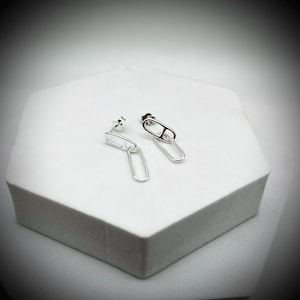 Sterling Silver Paperclip Link Earrings: Modern Chain Earstuds