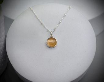 Golden Rutilated Quartz Sterling Silver Pendant Necklace