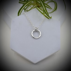 Hammered Sterling Silver Circle Pendant Necklace