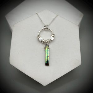 Abalone Shell Fidget Spinner Necklace: Sterling Silver Hoop Pendant