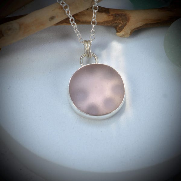 Pink Sea Glass Pendant: Sterling Silver Necklace, Handmade