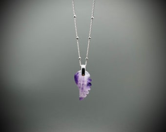 Amethyst Angel Wing Necklace: Sterling Silver, Purple Crystal Pendant