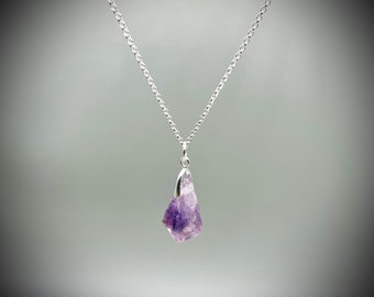 Amethyst Crystal Necklace, Raw Amethyst Crystal Point, Amethyst Pendant,  Amethyst and Sterling Silver Necklace, Purple Crystal Necklace