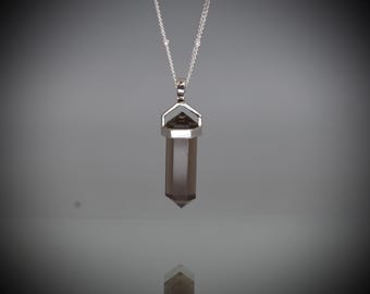 Smoky Quartz Point Necklace: Sterling Silver Crystal Pendant
