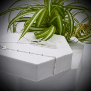 Double Terminated Clear Quartz Crystal Necklace: Sterling Silver Pendant