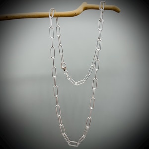 Sterling Silver Paperclip Chain, Paperclip Necklace, Sterling Silver Necklace, Large Link Necklace, Paper Chain Necklace