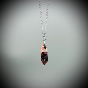 Red Hematoid Quartz Crystal Point Pendant: Sterling Silver Necklace